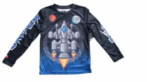 Camiseta Manga Larga Negra/Azul Tallas 4 A 18 Años